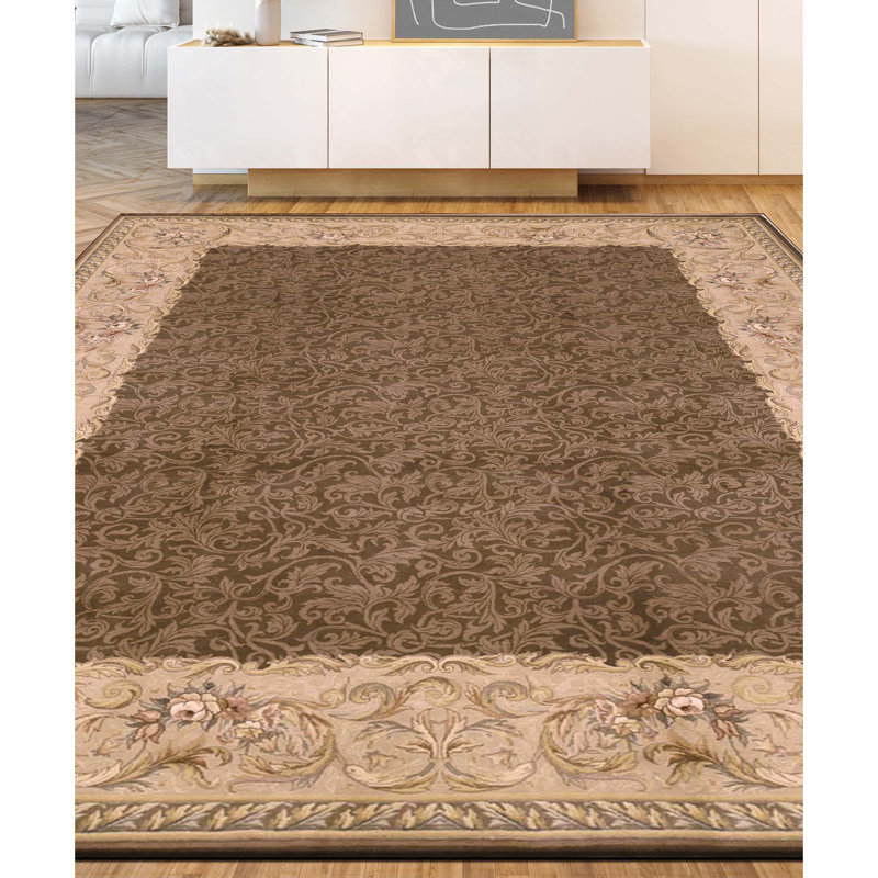 Tapis aubergine et crème noué à la main de haute qualité