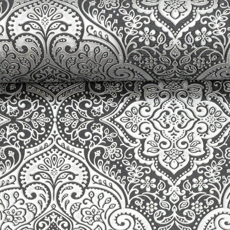 Wilmslow Grey Textured Glitter Wallpaper Roll, 0.53cm L x 0.53cm W, Silver