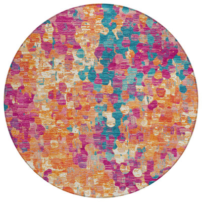 Machine Washable Indoor/Outdoor Xhevrie Blush Rug