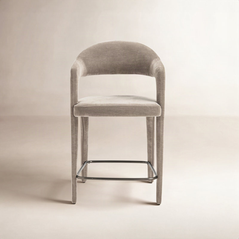 Cathline Upholstered Stool, Counter Stool (26.4" Seat Height), Camel Polyester