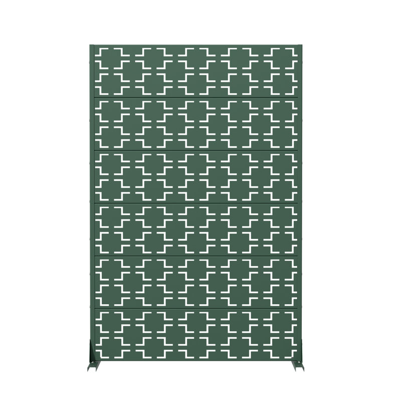 Panneau de clôture d'intimité en métal avec motif élégant, Vert foncé, H 72 po x l 47 po x P 16 po