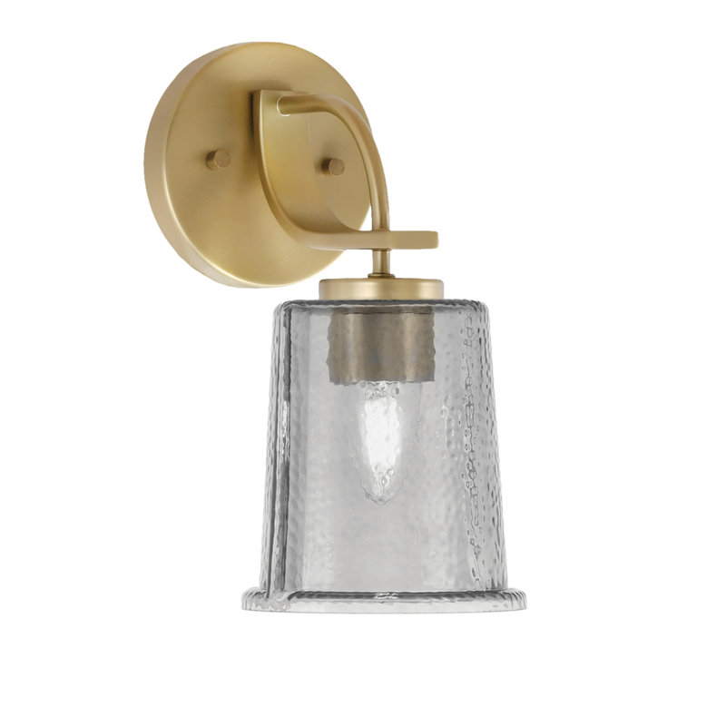 Applique murale Waldes, fini laiton New Age, verre fumé à bulles de 13,3 cm (5,25 po)., 11" H x 5" W x 7.75" D, Black / Brass