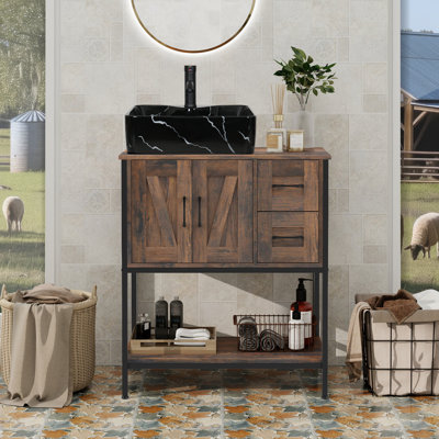 Free-Standing Farmhouse Single Bathroom Vanity With Sink