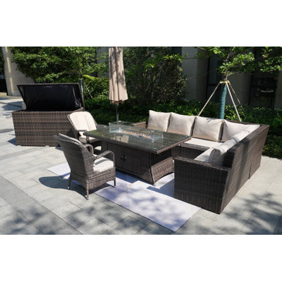 Algird 8 - Person Patio Conversation Set with Cushions