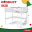 Lit mezzanine en métal avec bureau en L, station de charge et espace de suspension, conception de tuyau rond pour adultes et adolescents-129527408-129527406