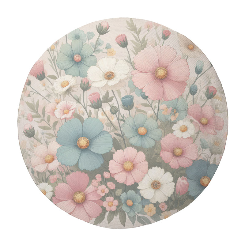 Tapis tressé Floral Wonderland, Rond 5 pi