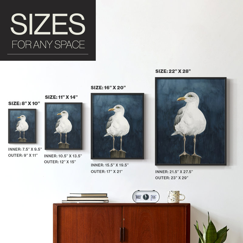 Reproduction encadrée Night Gull II - bois massif, H 30 po x l 24 po, Noir, noir, noir, noir