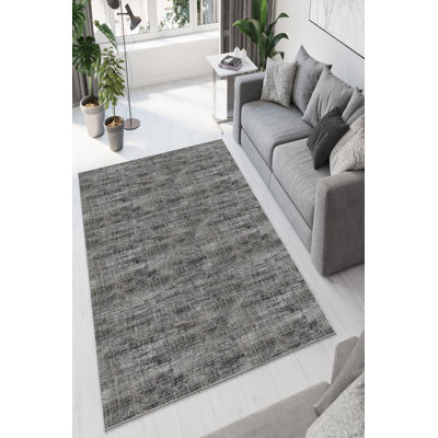 Eco-Friendly Area Rug, Grey, 5.9 x 9.2 Feet | 100% Polyester, 650 g/m², 0.2 in Pile Height | Antibacterial, Non-Slip PVC Dot Underside, Machine Washable, Perfect for Living Room & Bedroom Décor