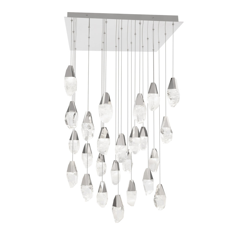 Martini 25 Light Crystal LED Multi-Light Pendant, Clear/White, Polished Nickel
