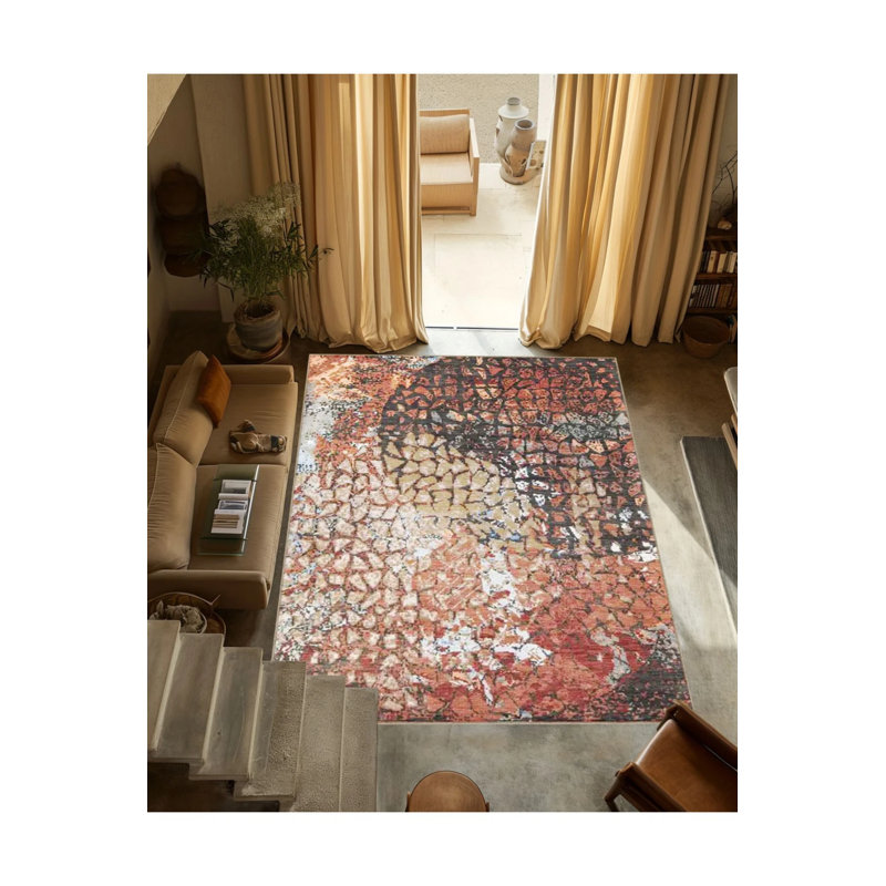 Creative Modern Decorative Carpet With Multicolored Abstract Geometric Pattern, Rectangle 5'2" x 7'7"
