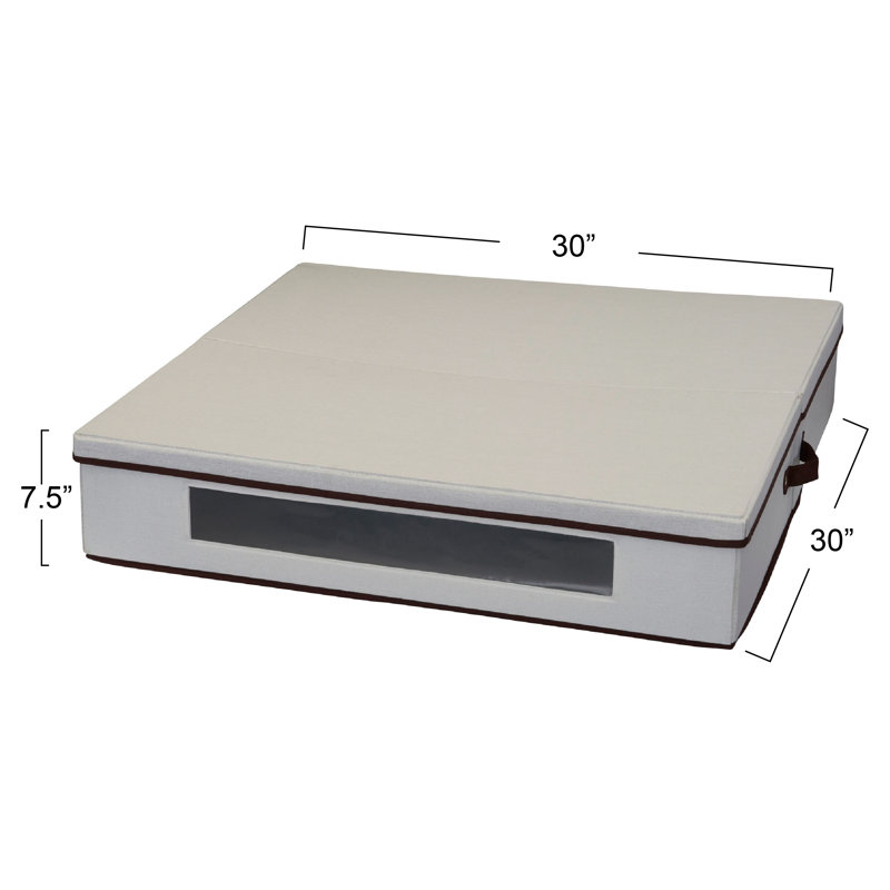 Wreath Storage Container Box with Handles Sturdy Fabric‑Cove Sides for 30‑Inch Wreath, 7.5" H x 30" W x 30" D,  Natural