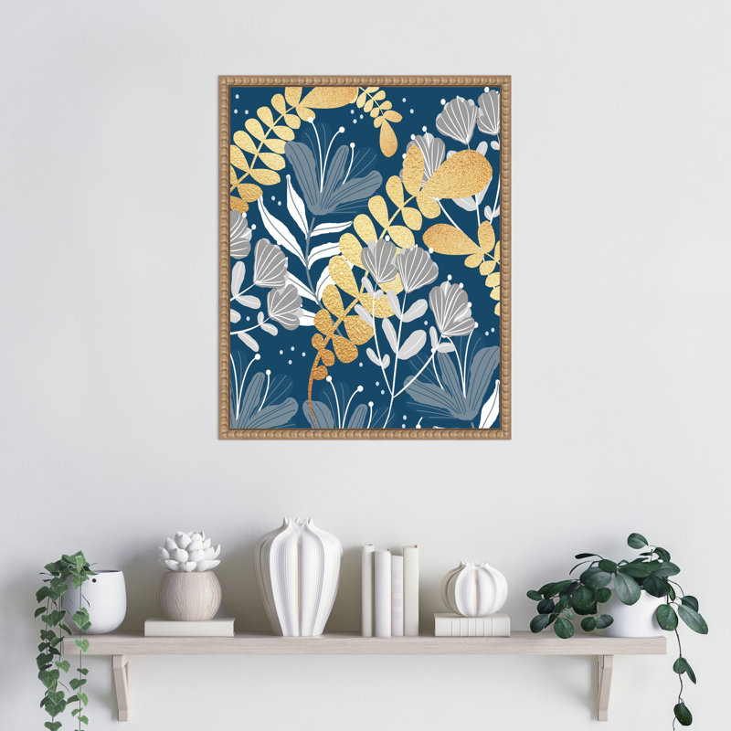 «Blue Botanical Garden» par Kincade, reproduction d'art sur toile encadrée, H 20 po x l 16 po