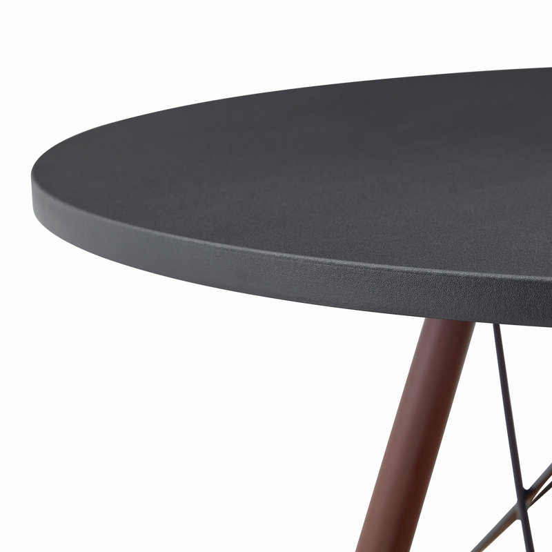 Petite table de salle à manger circulaire avec panier de rangement tissé suspendu, 31,5 po de diamètre, Walnut, Black