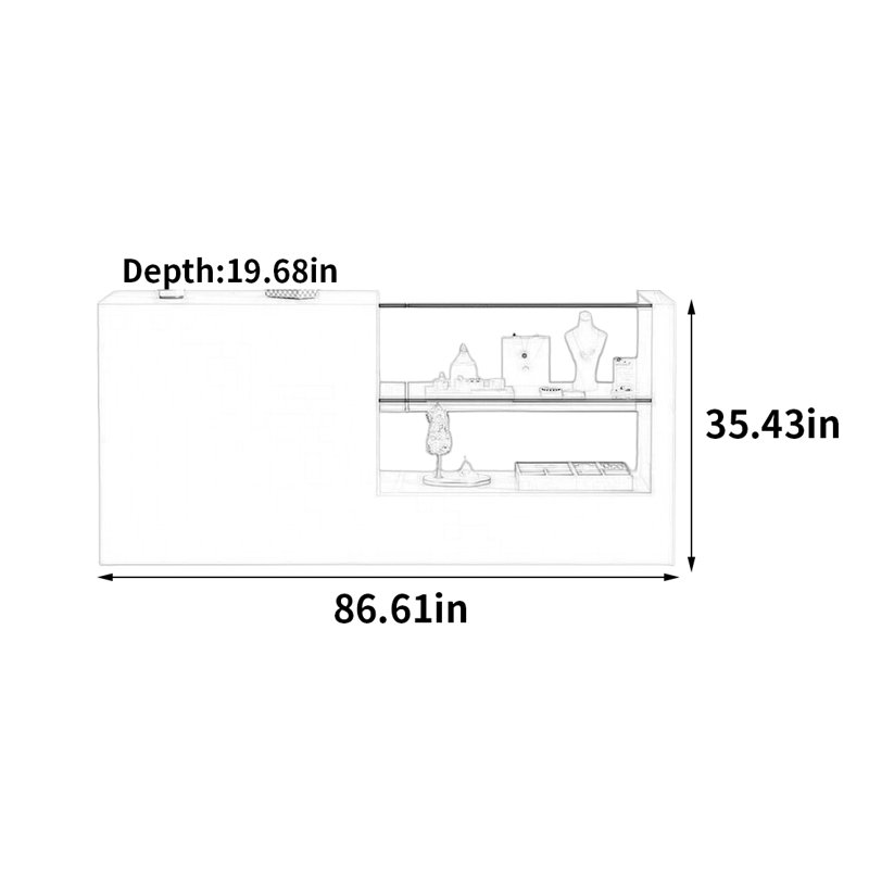 Armoire pour îlot central Fashion, H 35,43 po x l 86,61 po x P 19,68 po