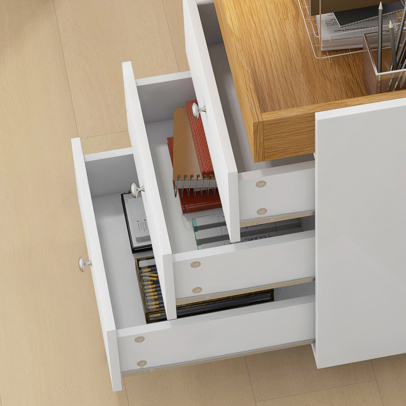 Drawer Home Office Storage Cabinet, Office Drawer On Wheels With Removable Tray, Under Desk Printer Stand With Storage,