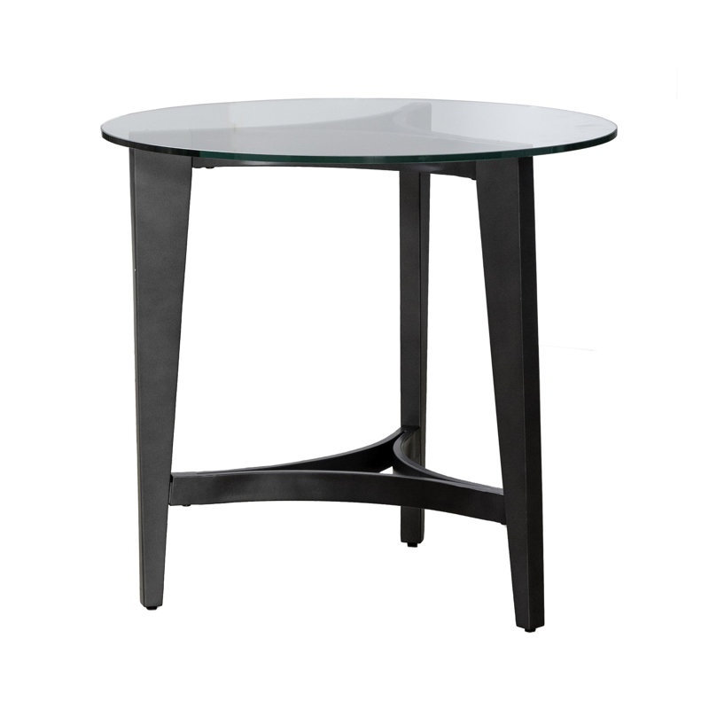 Almeida Round End Table w/ Glass Top