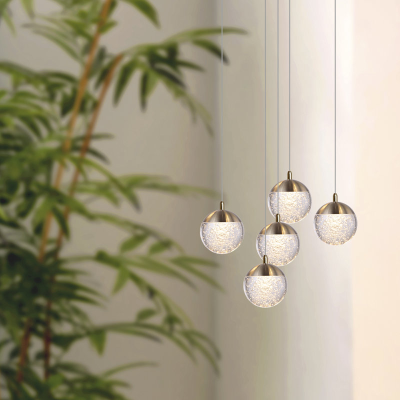Heatherly 5 - Light Cluster Pendant, Brushed Brass