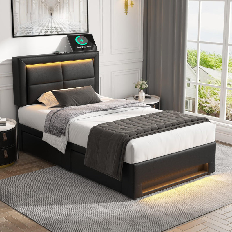 Dawsyn Upholstered Ottoman Storage Bed, Single (3'), Black