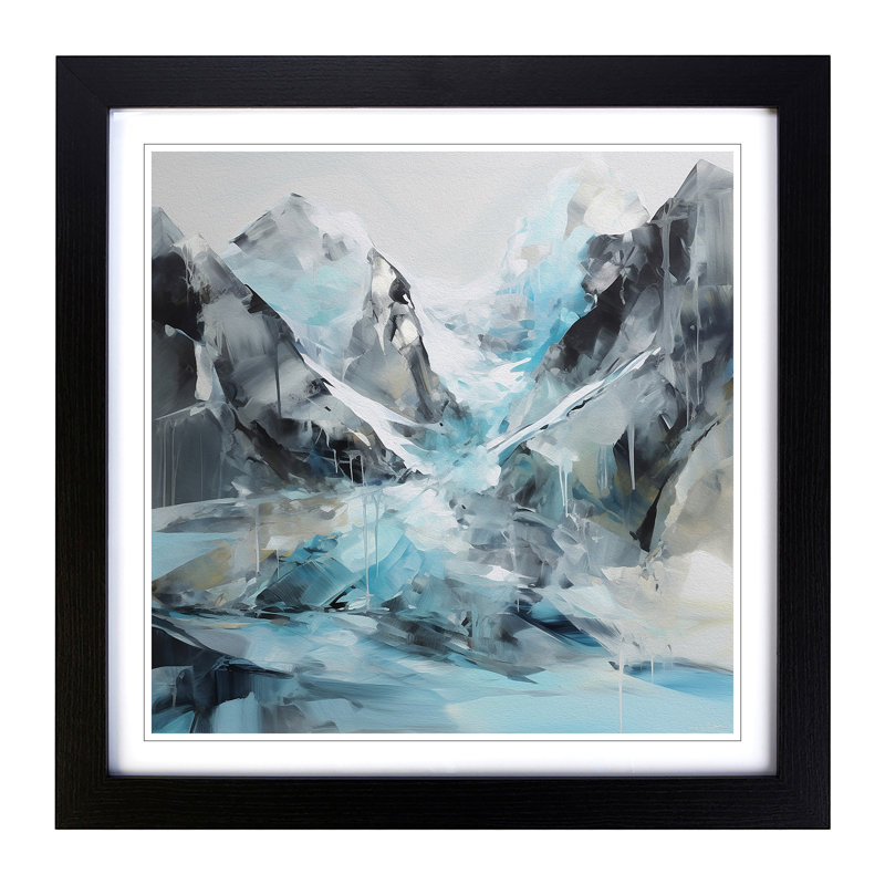 Glacier Gestural Art No.1 - Framed Print, Black