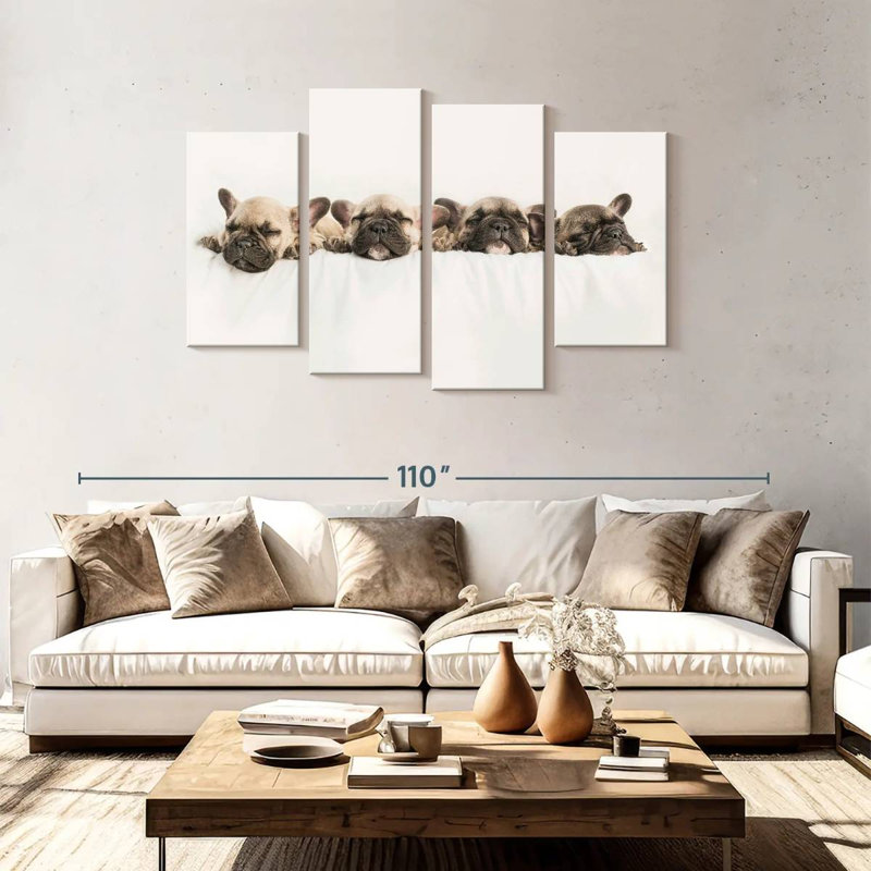 Bouledogue français Brampt faisant la sieste, H 48 po x l 75 po
