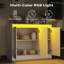 Buffet ultra brillant avec lumières à DEL, buffet café moderne avec 3 portes, armoire de rangement moderne sans poignée pour le salon, entrée, blanc-192642782