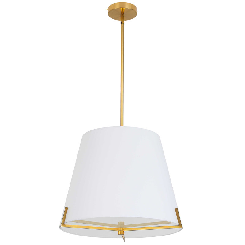 Luminaire suspendu 4 lumières Krisna, Laiton vieilli, H 14,5 po x l 19,25 po x P 19,25 po, Blanc