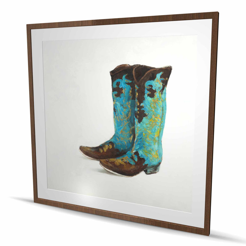 Bottes de cowboy bleues - homme, Western, reproduction encadrée