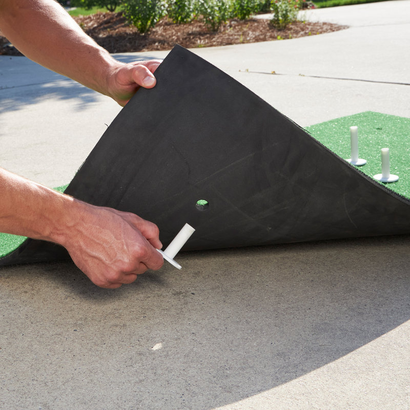 Golf Hitting Mat - 5x3-Foot Artificial Turf Training Mat with 3 Rubber Tees and 6 Teeing Positions - Outdoor or Indoor Golf Simulator by Wakeman