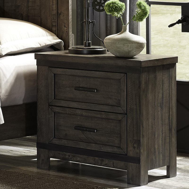 Ensemble de chambre avec grand lit à panneau et deux tables de chevet Lexee, Grand