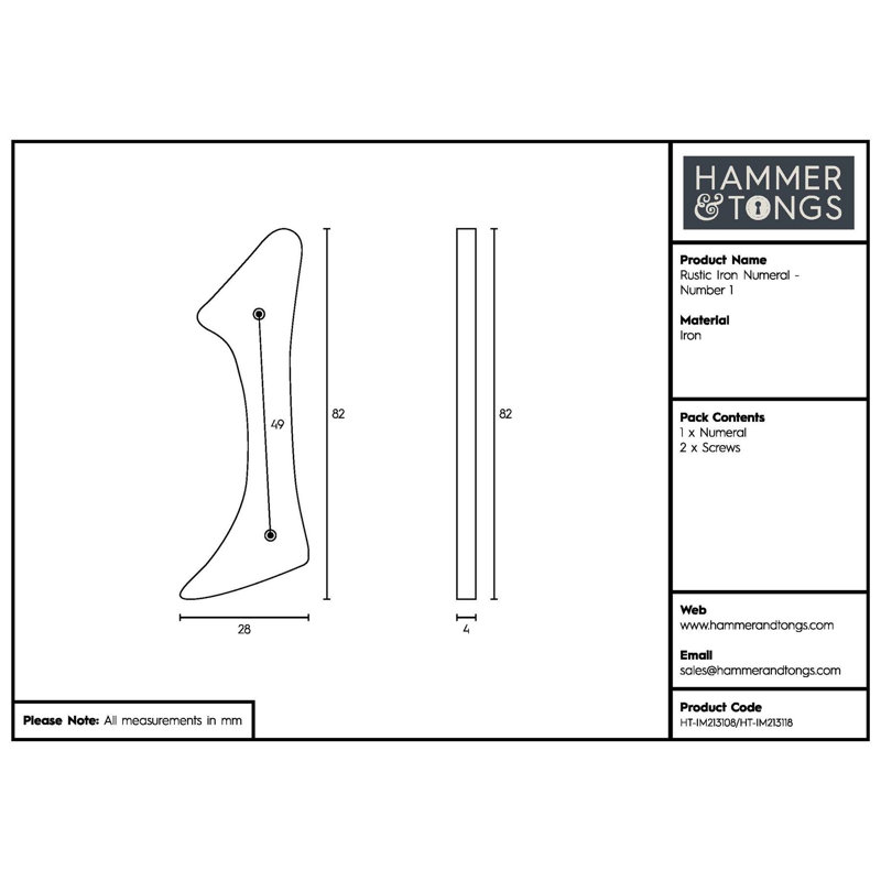 8.2cm H Iron House Number