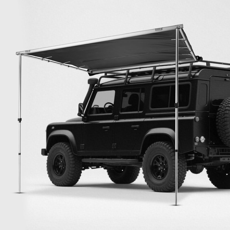  Yescom Semi-Automatic Retractable 6.6'x8.4' Vehicle Awning with Blackout Coating Motor Car Side Roof Rack Overlanding Sun Shade for Outdoor Camping Travel Gray