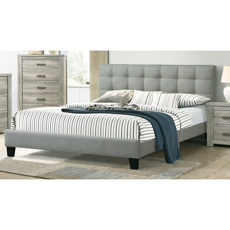 Lit de chambre à coucher moderne 1pc, Gris clair, Grand lit