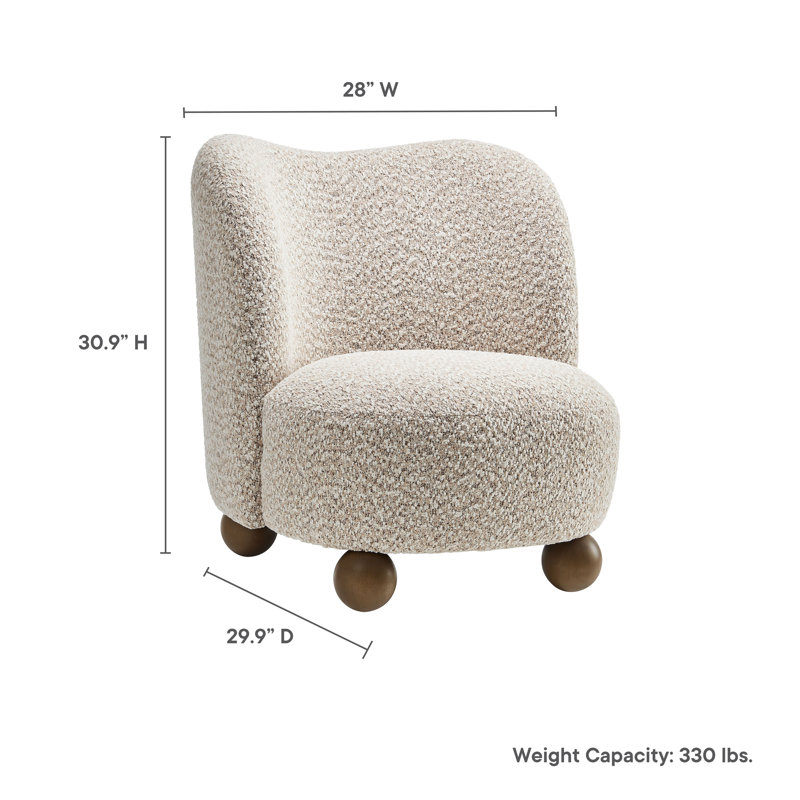 Monroe Boucle Fabric Accent Chair, Coral Fabric