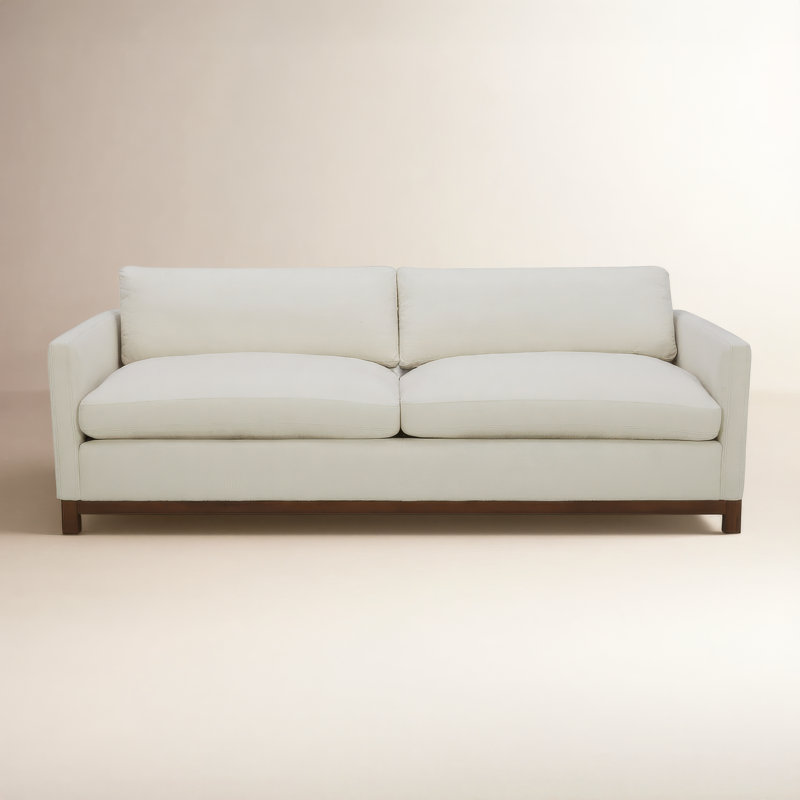 Canapé rembourré Liz, Marron foncé, H 32,28 po x l 101,97 po x P 39,37 po, Tweed de coton Flannigan