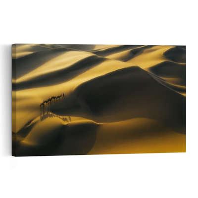 " Golden Desert Caravan Serene Tranquil Abstract Landscape Nature Wall Art Print " Print