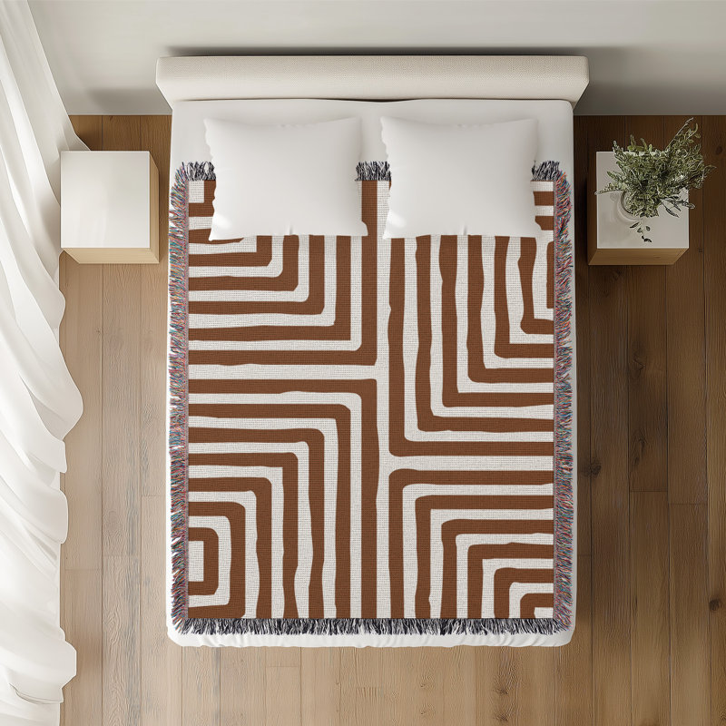 Jeté en coton Waren, Brun rouille, 60 po x 80 po