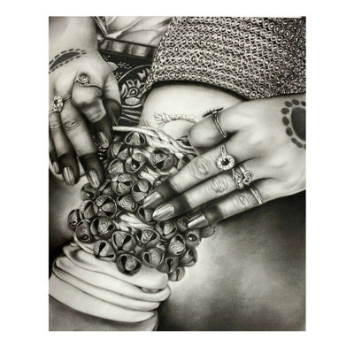 Ghunghroo - Hope | Charcoal Painting | Gunjan Daga | For Wall Décor