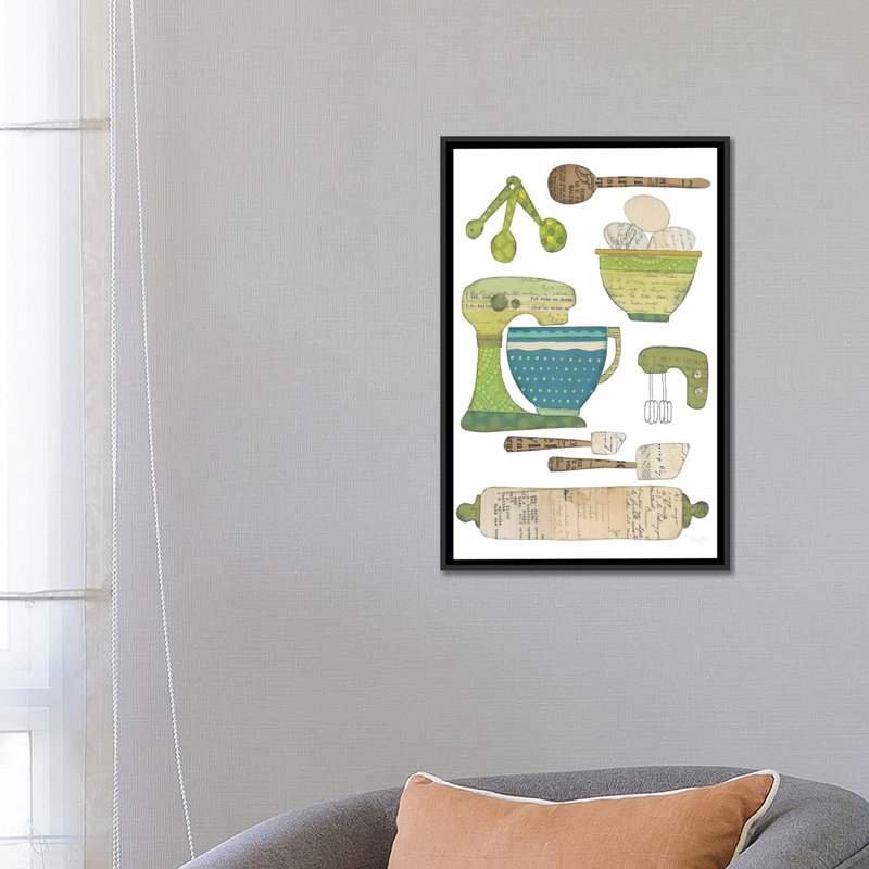 « cuisine i », reproduction d’impression sur toile tendue, H 26 po x l 18 po x P 1,5 po, Toile avec cadre noir, Pas de tapis