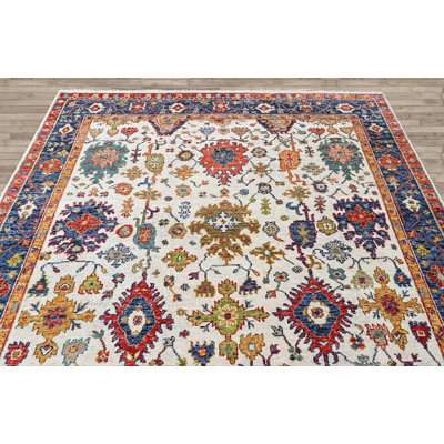 8'10''x12'1'' Hand Knotted Wool Beige Oushak Arts and Crafts Rug