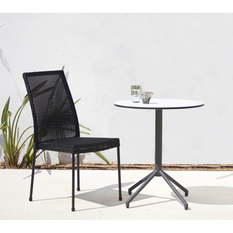 Outdoor Dining Side Chair, Black, Black Sunbrella®, Black