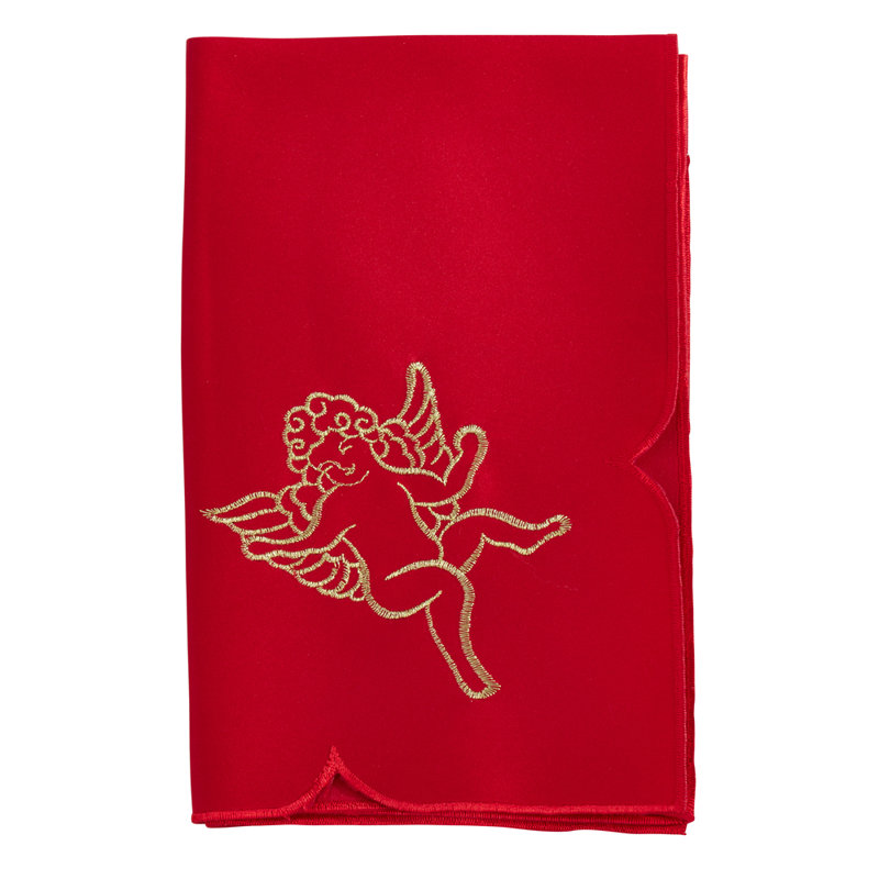 Embroidered Cupid Design Cloth Napkins 20 X 20 Inch, Set Of 4, Red
