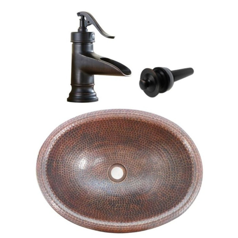 16" Oval Brushed Copper Bath, Wine & Whiskey Barrel Sink Faucet & Drain Included