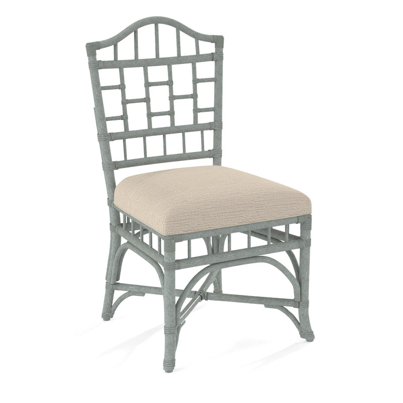 Chippendale Side Dining Chair, Nickel, Beige Performance Fabric; 0851-73