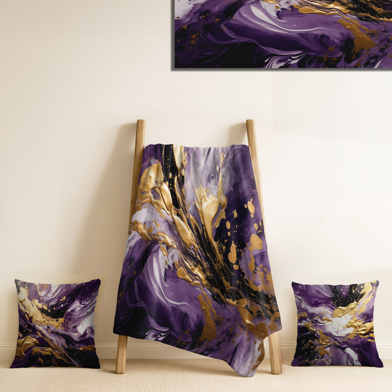 Jeté abstrait liquide et mauve Magic II, Blanket only (1 piece)