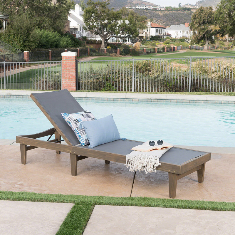 Chaise longue Summerland - filet gris foncé, Naturel, Gris