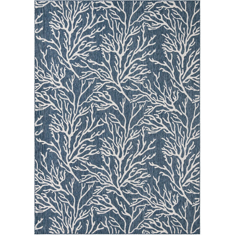 Tapis bleu contemporain Azilynn, Rectangle 10 pi x 14 pi 1 po