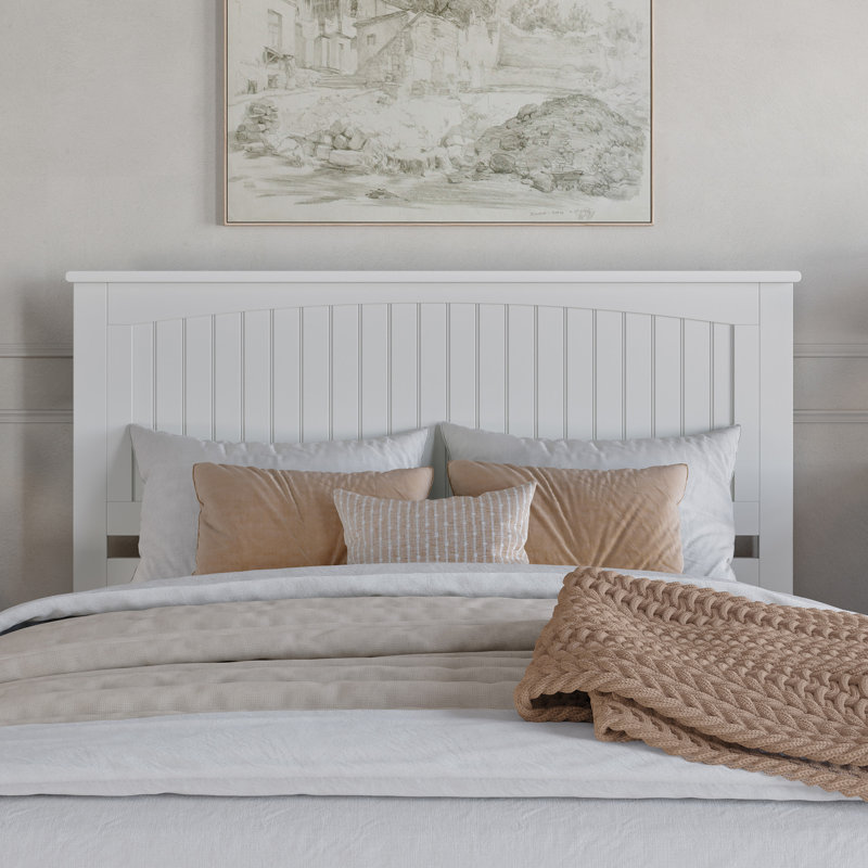 Kindig Solid Wood Coastal Cottage Panel Headboard, Queen, White