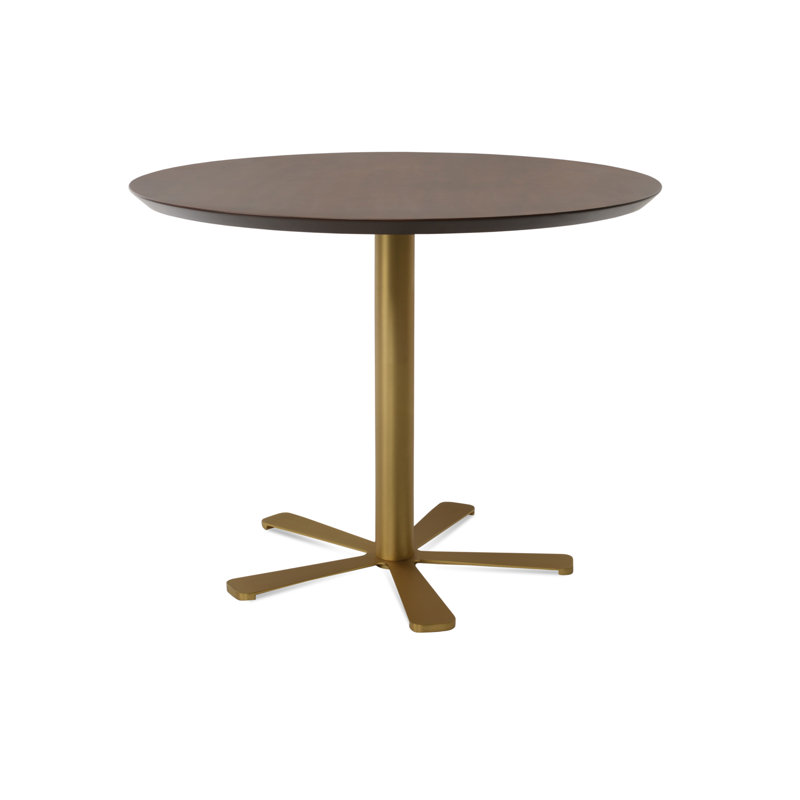 Slivno Round Breakroom Table, 29.5" H x 28" L x 28" W, Gold, Walnut