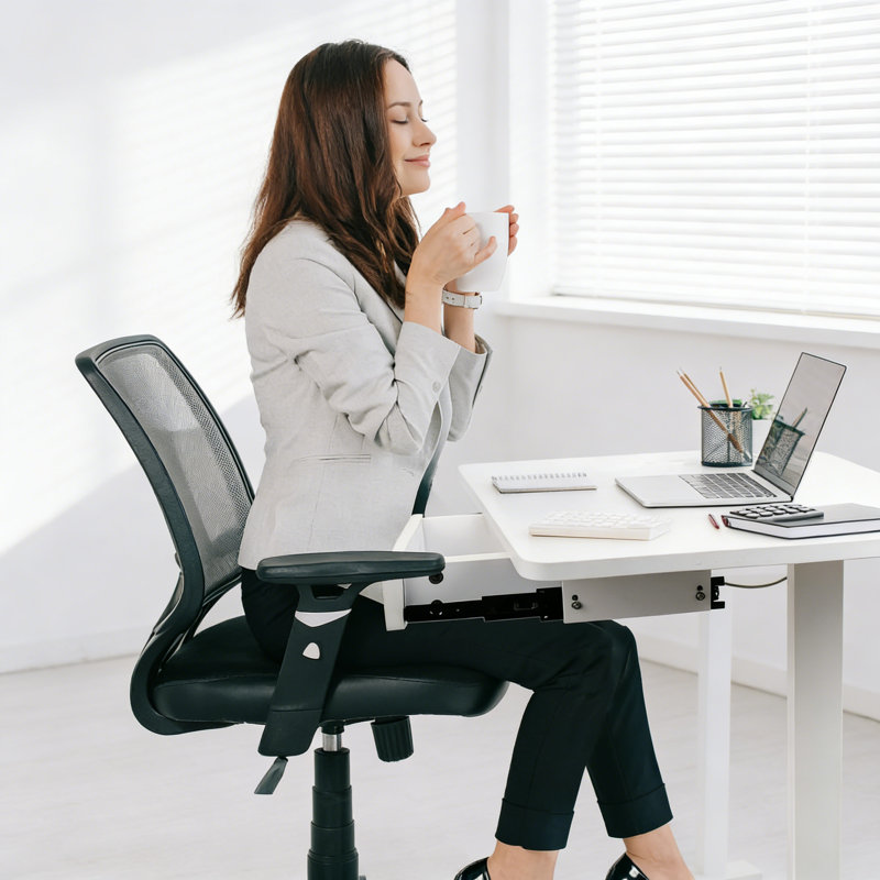 Adjustable Height Computer Desk, White