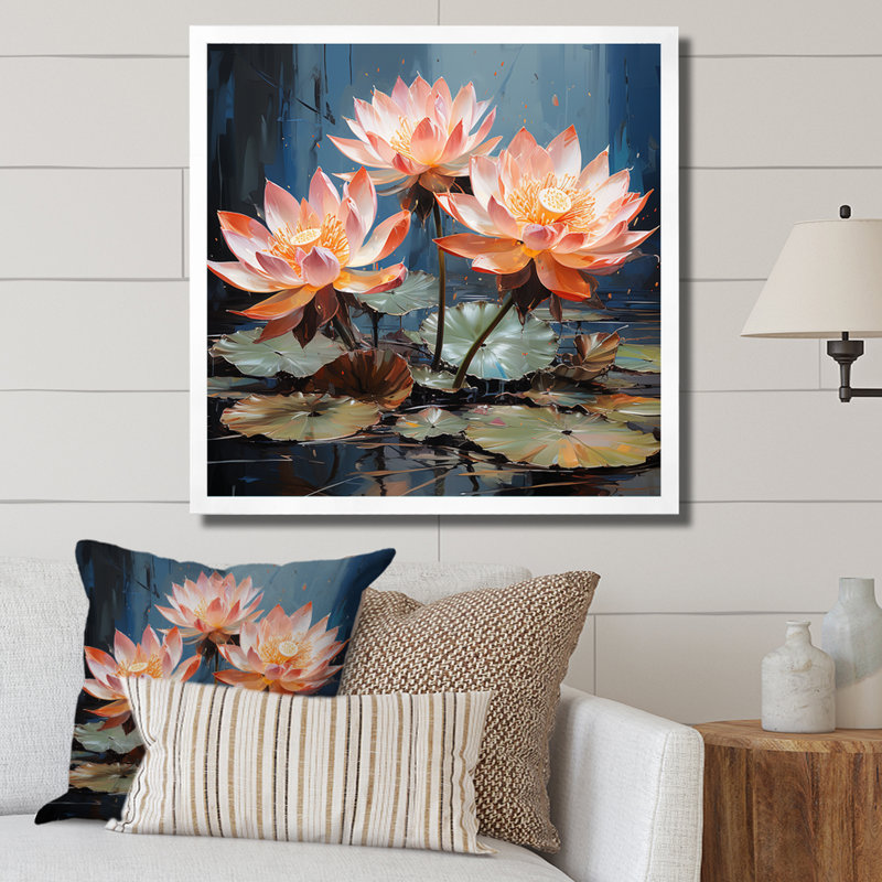 Pétales du lotus sacré III - impression, H 36 po x l 36 po x P 1,5 po, Cadre simple blanc